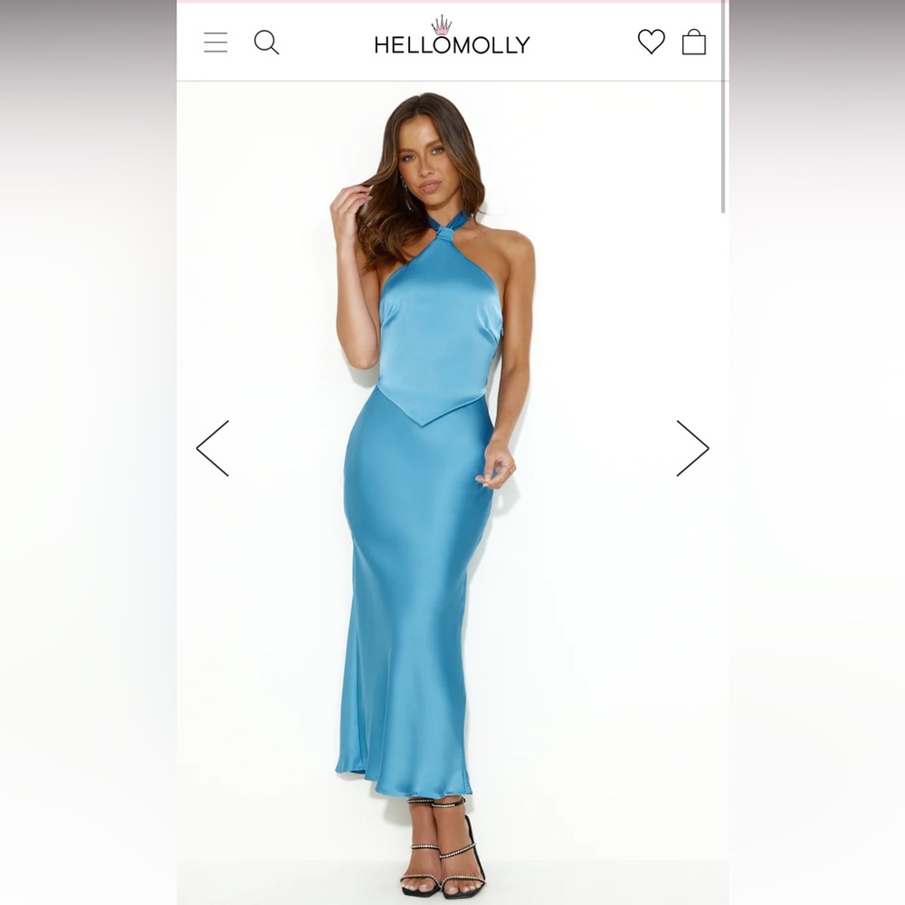 Hello Molly Welcome style halter midi dress in blue